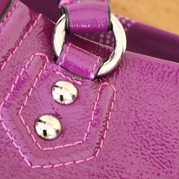 Euc Rare Coach Dotted OP Art Purple Ashley Shoulder Bag Purse - Picture 11 of 14